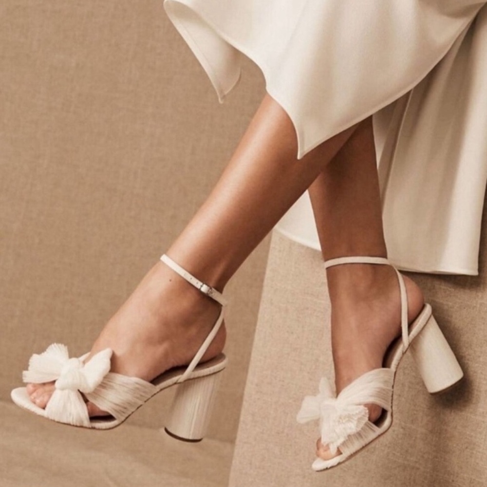 Leoffler Randall Camellia Pearl Pleated Bow Heel Size 11